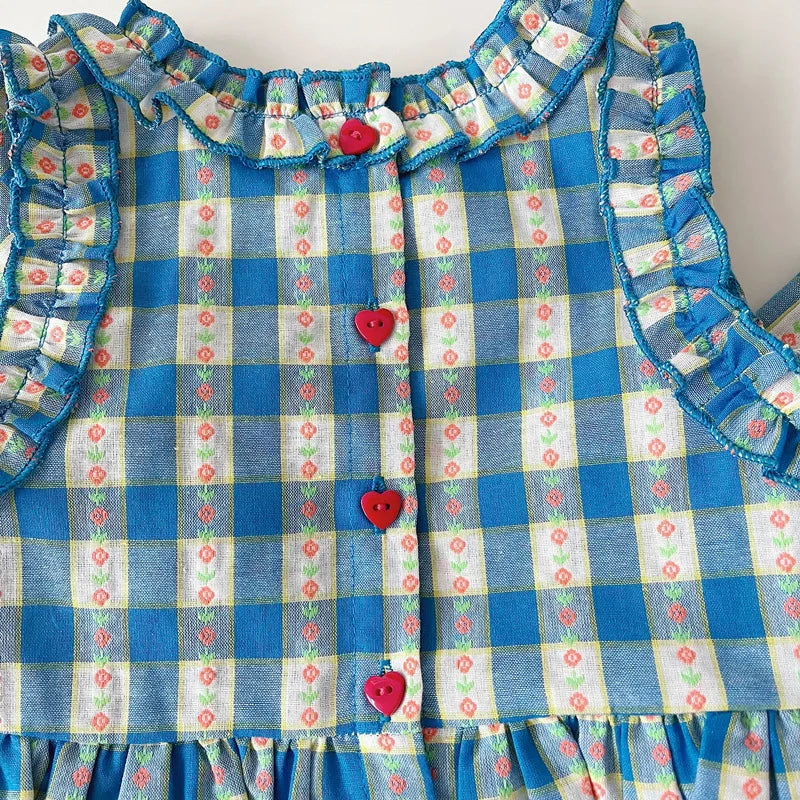 Girls 3-Piece Summer Set - Plaid Sleeveless Top, Wide Leg Pants & Shorts (2T-7T)