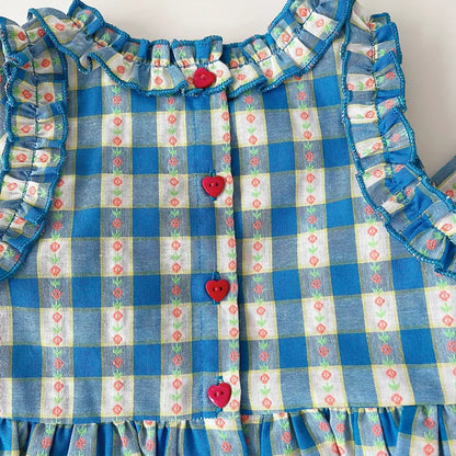 Girls 3-Piece Summer Set - Plaid Sleeveless Top, Wide Leg Pants & Shorts (2T-7T)