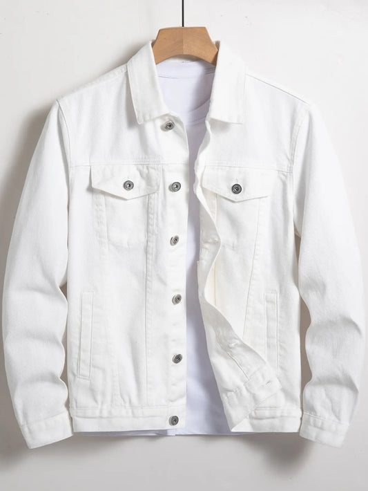 Men's Simple Versatile White Denim Jacket