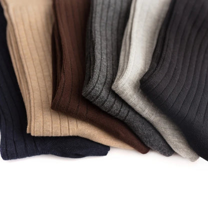 Men's Long Business Socks - Combed Cotton Striped Dress