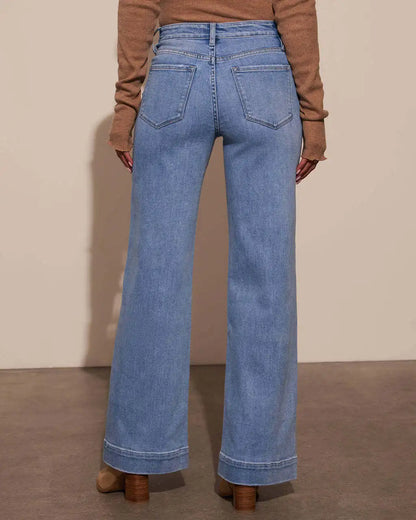 Women's High-Waisted Jeans 2025 Spring Wide-Leg Retro