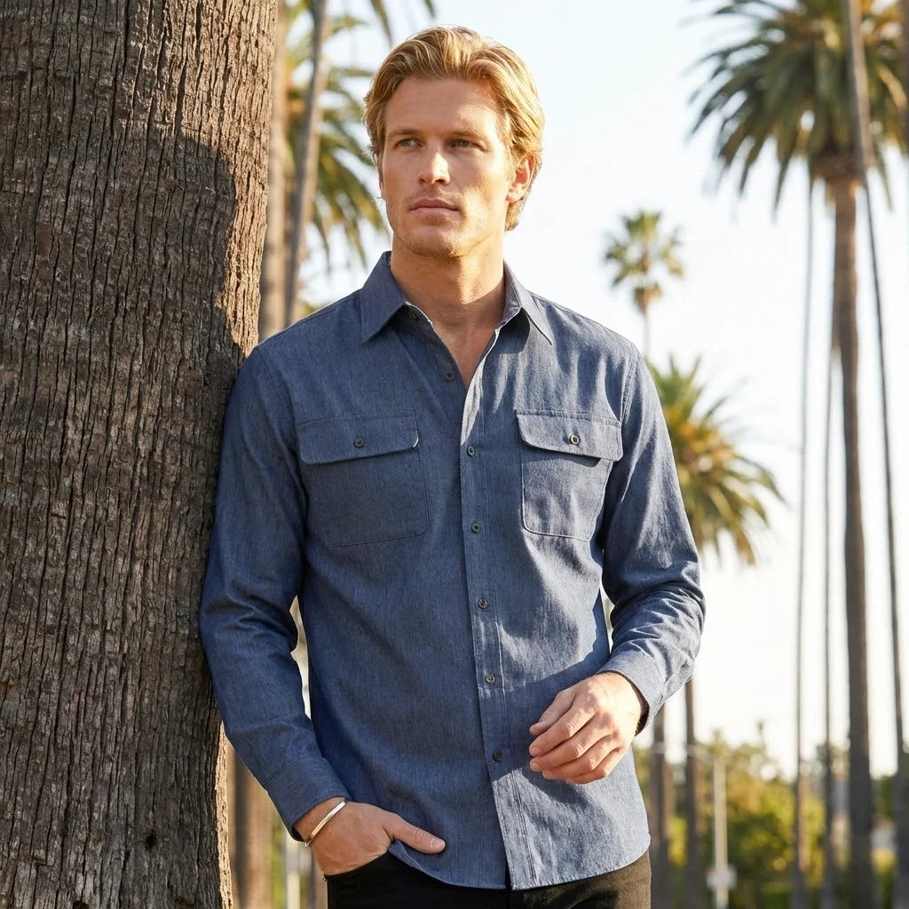 Men's Urban Streetwear Denim Shirt 2025