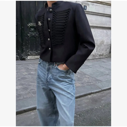Retro Denim Military Jacket Women 2026