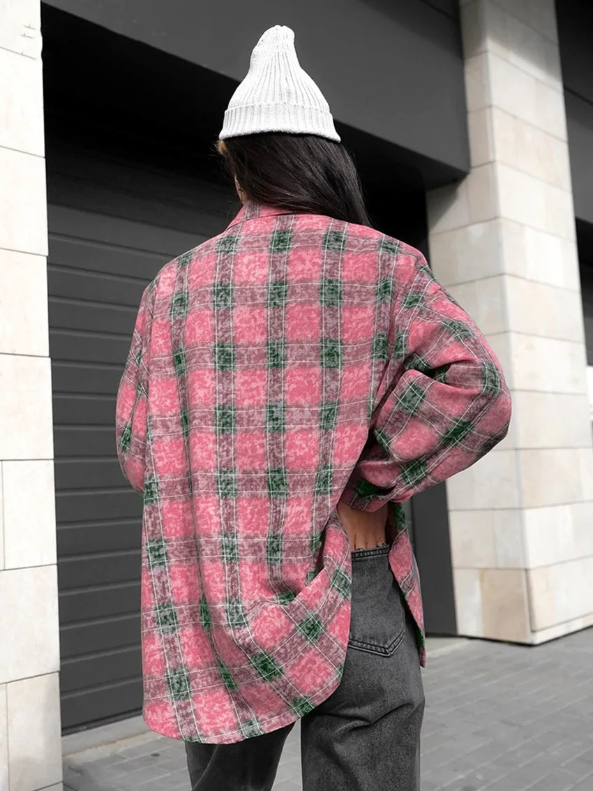 Women's Plaid Shirt Spring Autumn Long Sleeve Casual