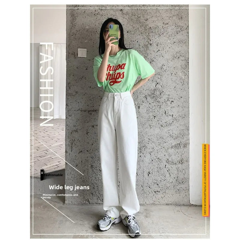 Women Denim Jeans 2025 Autumn Winter High Waist Wide Leg