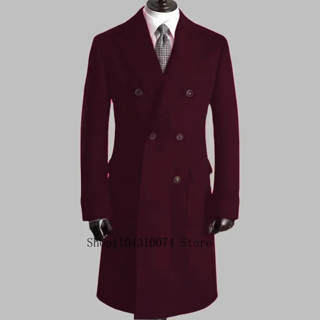 Men's Trench Coat - Notched Lapel Double-Breasted Jacket
