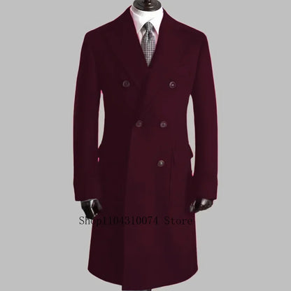 Men's Trench Coat - Notched Lapel Double-Breasted Jacket