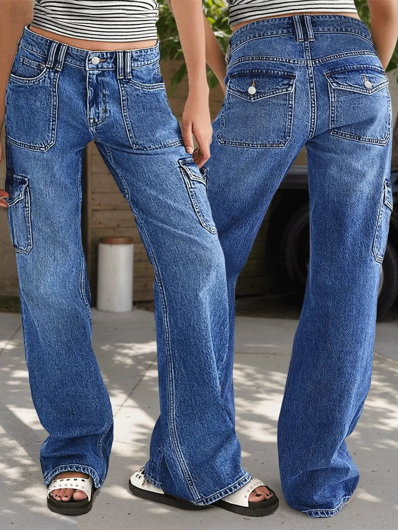 Women's Jeans Work Pants Multi-Pocket Straight Leg Comfort Style