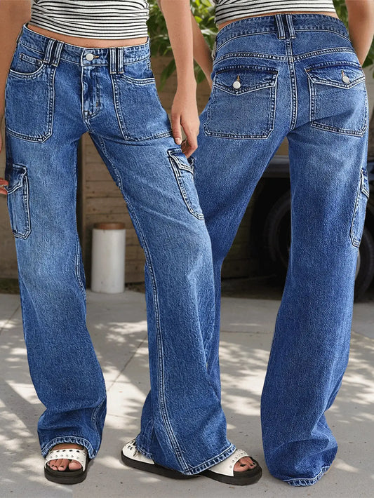 Women's Jeans Work Pants Multi-Pocket Straight Leg Comfort Style