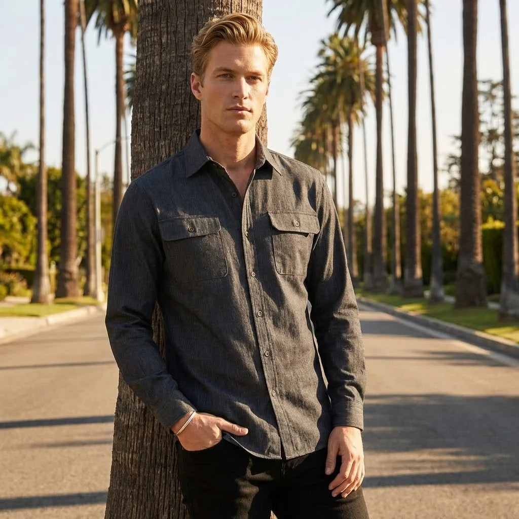 Men's Urban Streetwear Denim Shirt 2025