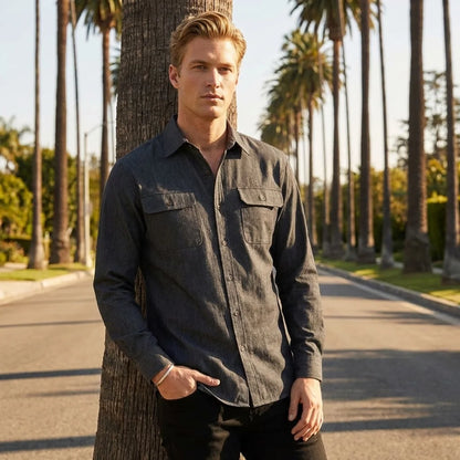 Men's Urban Streetwear Denim Shirt 2025