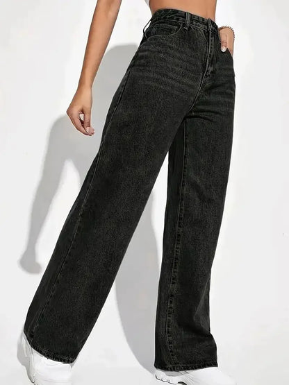 Wide-Legged Jeans Europe - Autumn Spring High-Waisted Straight Thin