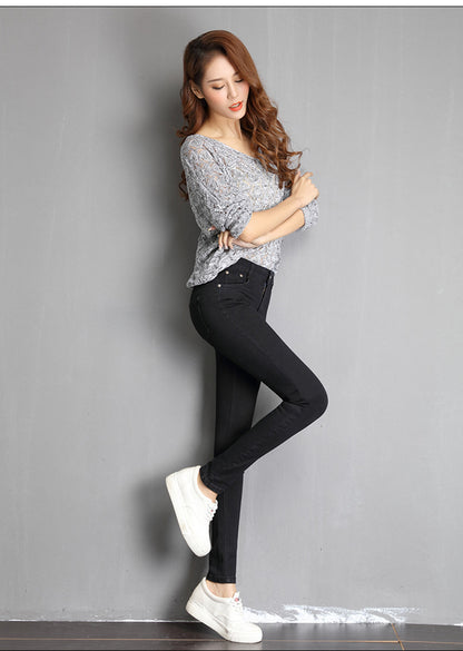 Jeans For Women Mom Jeans Blue Gray Black High Elastic