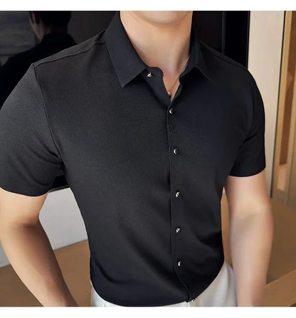 Men's Embroidered Striped Business Shirt