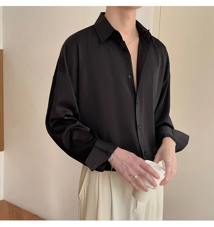 Men's Oversized Ice Silk Formal Shirt