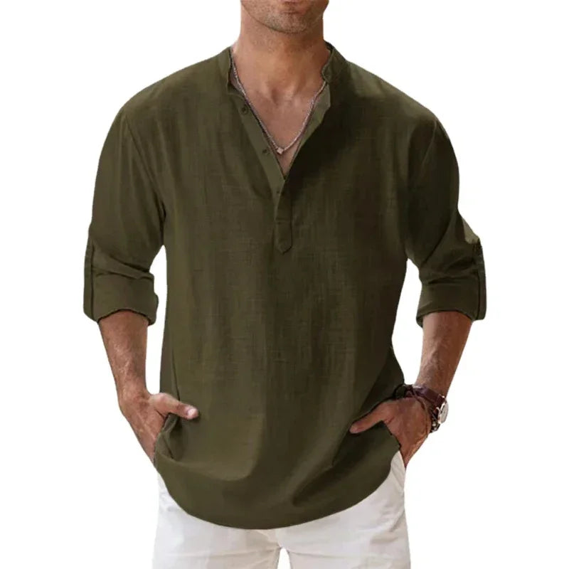 Men's Breathable Basic Cotton Long Sleeve Shirt
