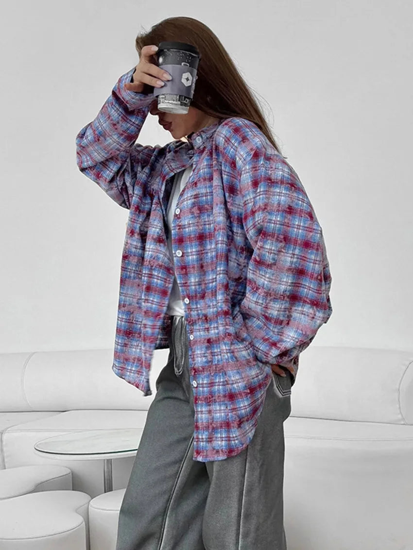 Women's Plaid Shirt Spring Autumn Long Sleeve Casual