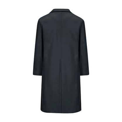 Men's Long Trench Coat - Slim-Fit Wool Jacket