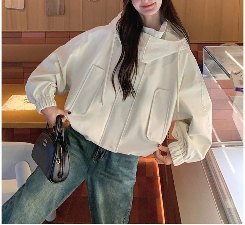 Workwear Hooded Jacket Women Short Jacket Autumn 2025 Casual