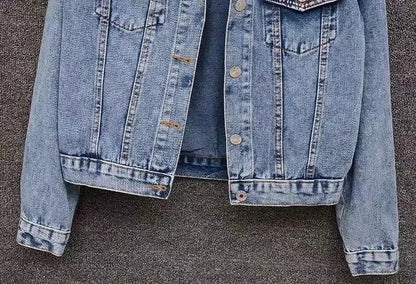 Denim Coat Women Turn Down Collar 2024