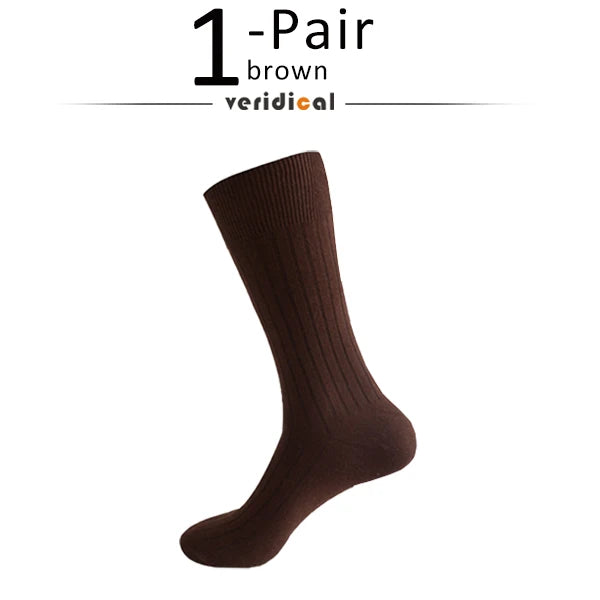 Men's Long Business Socks - Combed Cotton Striped Dress