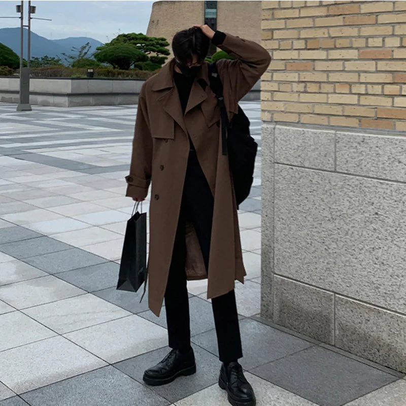 Men's Spring Trench Coat - Korean Fashion Overcoat
