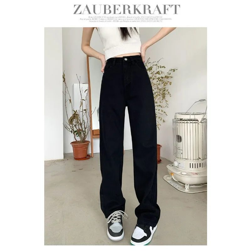 Women Denim Jeans 2025 Autumn Winter High Waist Wide Leg