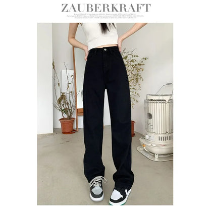Women Denim Jeans 2025 Autumn Winter High Waist Wide Leg