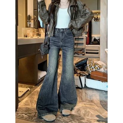 Jeans For Woman Y2K Clothes Retro Flared Trousers Winter