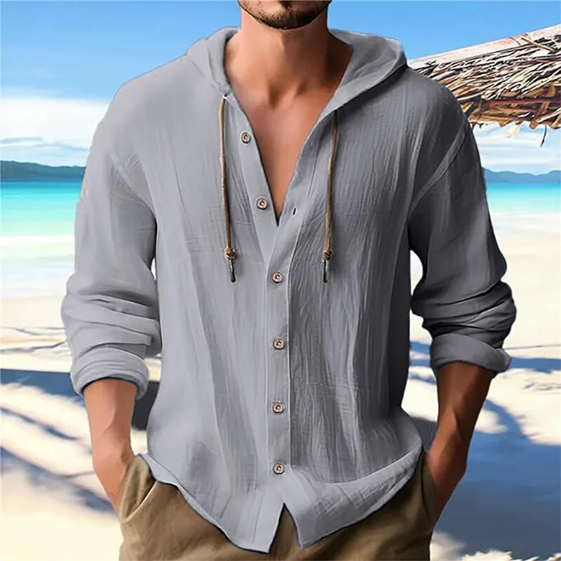 Men's Hooded Long Sleeve Beach Shirt