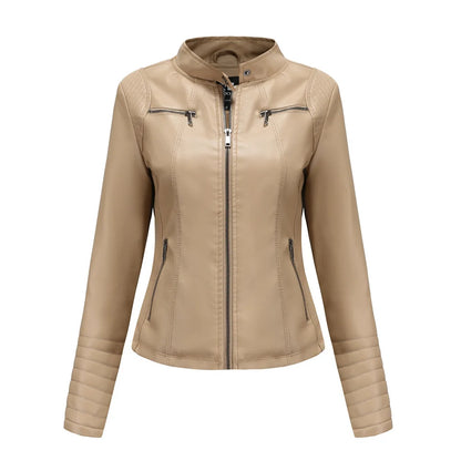 Women's Faux Leather Motorcycle Jacket - Purple & Black Moto Biker Coat