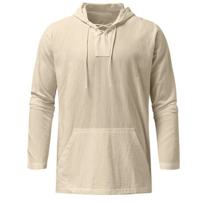 Men's Cotton Linen Hooded Sports Shirt