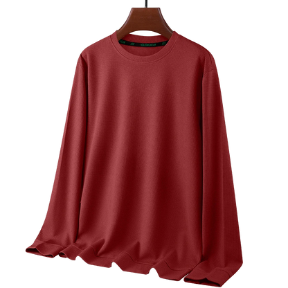 Men's Waffle Round Neck Long Sleeve T-Shirt 4XL