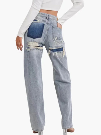 Jeans Women Denim Pant Straight Trousers Wide Leg High Waist Y2K