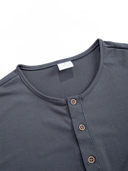 Men's Henley Slim Fit Sports Long Sleeve T-Shirt