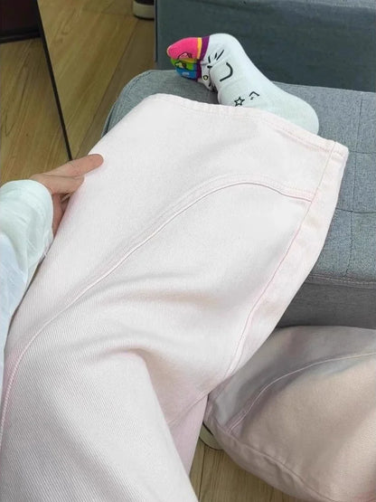 Women's Curvy Y2K Jeans - Baggy Cropped Pastel Colored