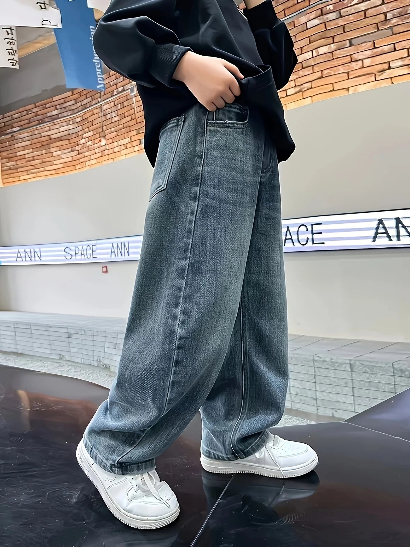 Oğlanlar üçün Cins Şalvarlar Bütün Mövsümlər - Boş Trendli Hip-Hop Küçəsi Gündəlik Geyimi