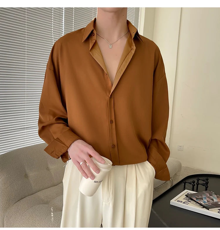 Men's Oversized Ice Silk Formal Shirt