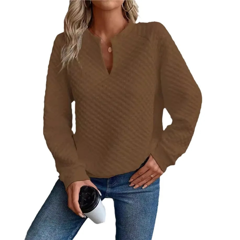 Women's V-Neck Casual Loose Fit Pullover