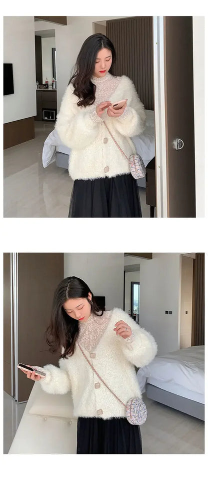 Qadın Krujeva Köynək Payız Uzun Qollu Turtlenock Mesh