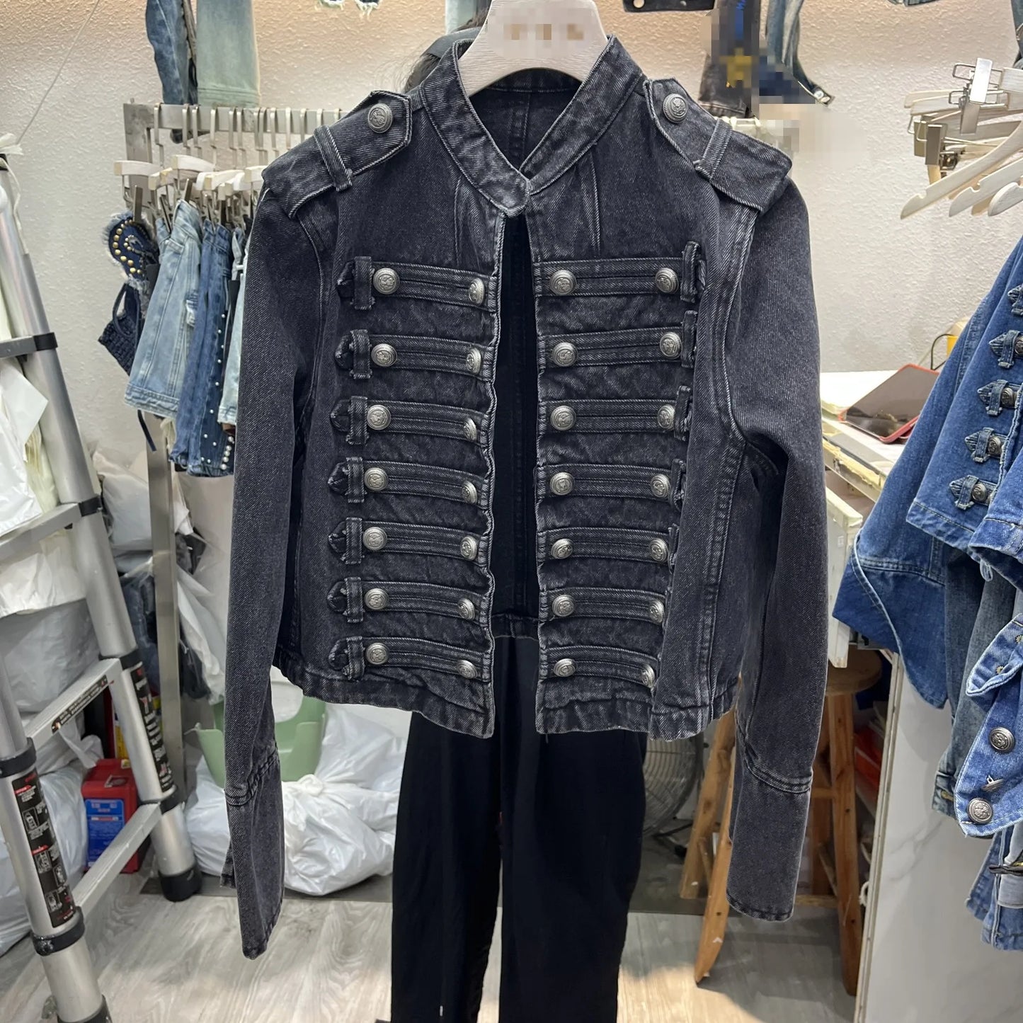 Retro Denim Military Jacket Women 2026