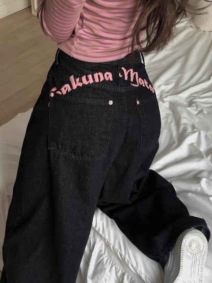 Embroidered Letter Printed Jeans 2025 - Spring Women