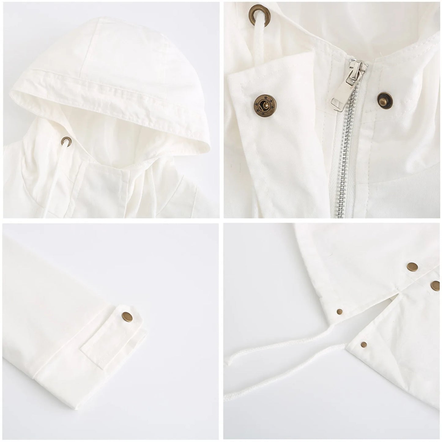 Women Hooded Trench Coat Spring Autumn Outdoor