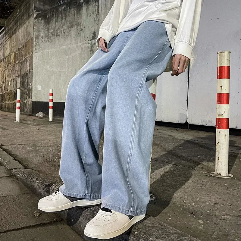 Men's Wide Leg Baggy Jeans - Korean Street Style Loose