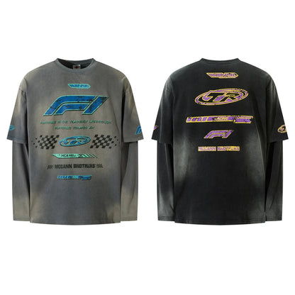 Men's Y2K Harajuku Vintage Washed Long Sleeve T-Shirt