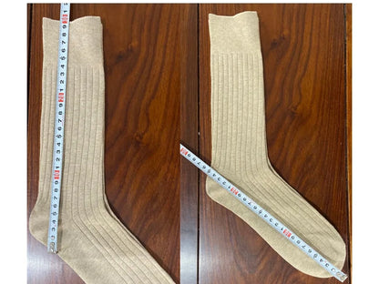 Men's Long Business Socks - Combed Cotton Striped Dress