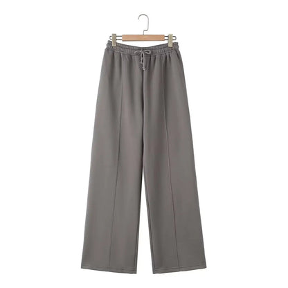 HH Women's Fall 2-Piece Retro Bomber Jacket + Wide Leg Pants Streetwear