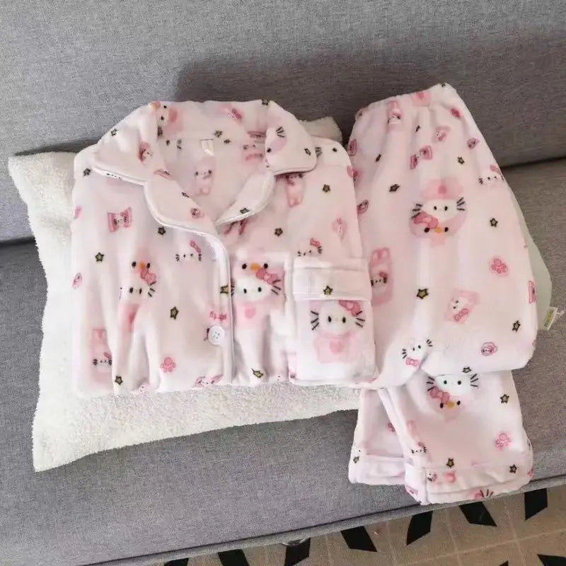 Women's Hello Kitty Flannel Pajamas - Cozy Winter Sleepwear