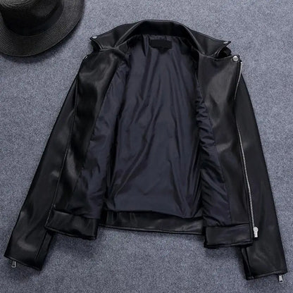 Women Jacket Faux Leather Turn-down Collar Zip-up Zipper jackets Long Sleeves Motorcycle Jacket Coat Travel Motor Outerwear