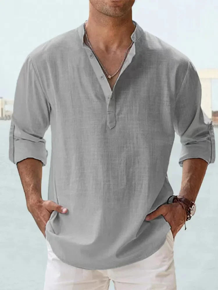 Men's Breathable Basic Cotton Long Sleeve Shirt